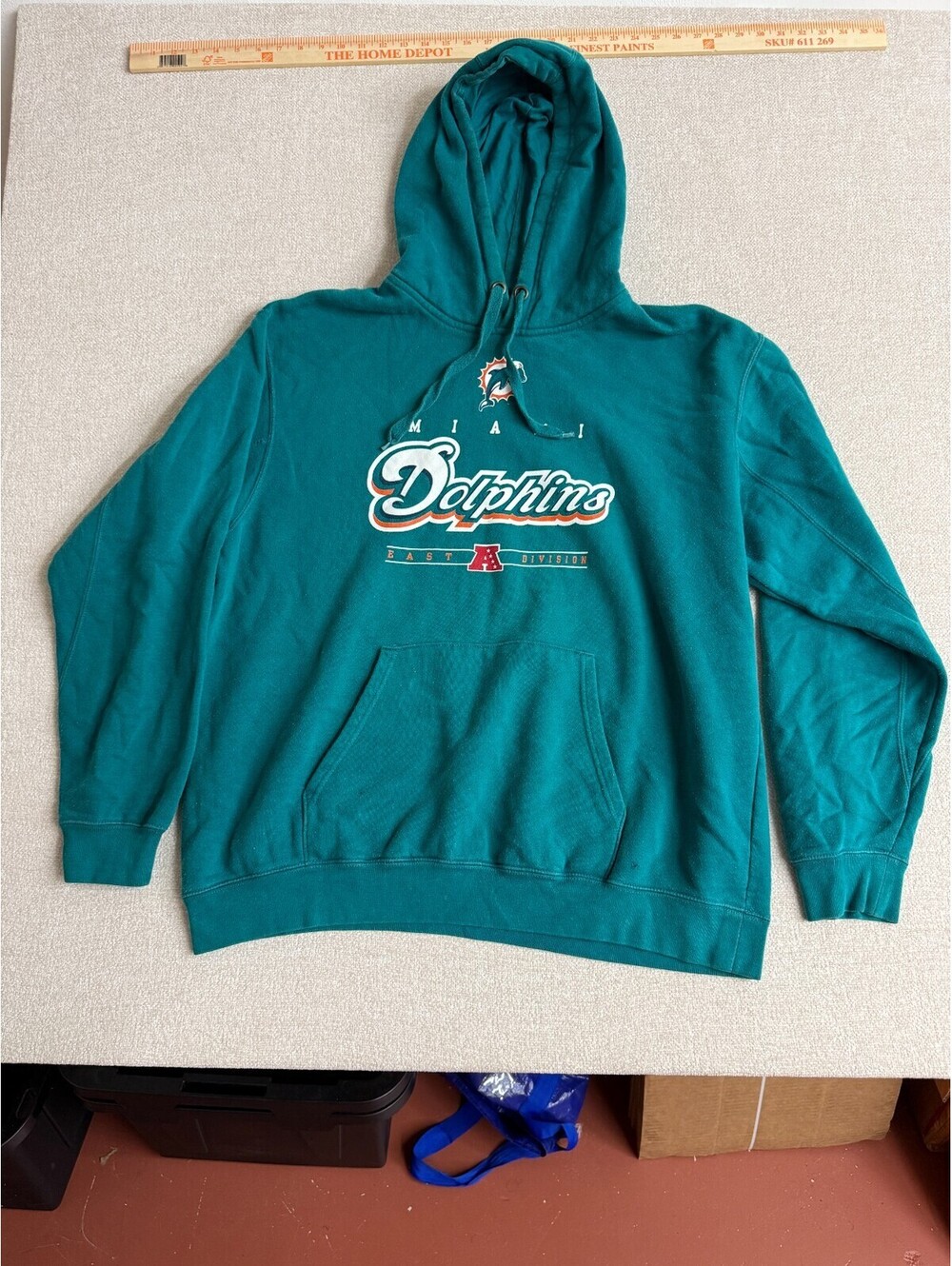 Miami Dolphins NFL Football Team Logo Graphic Hoodie Sweatshirt Teal Green Mens